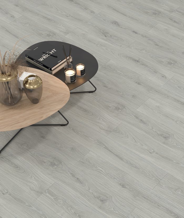 Laminatas GR. DANGA  SAMSUN OAK AC4 Click 8mm – Pilka