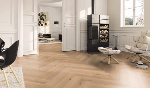 LVT danga PRO fishbone Oak Rotterdam MAT 749,3*149,9*2,5 – Pilkas